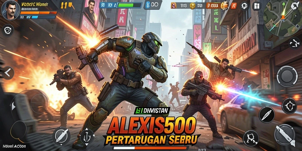 Screenshot ALEXIS500 menampilkan aksi seru di pertarungan.