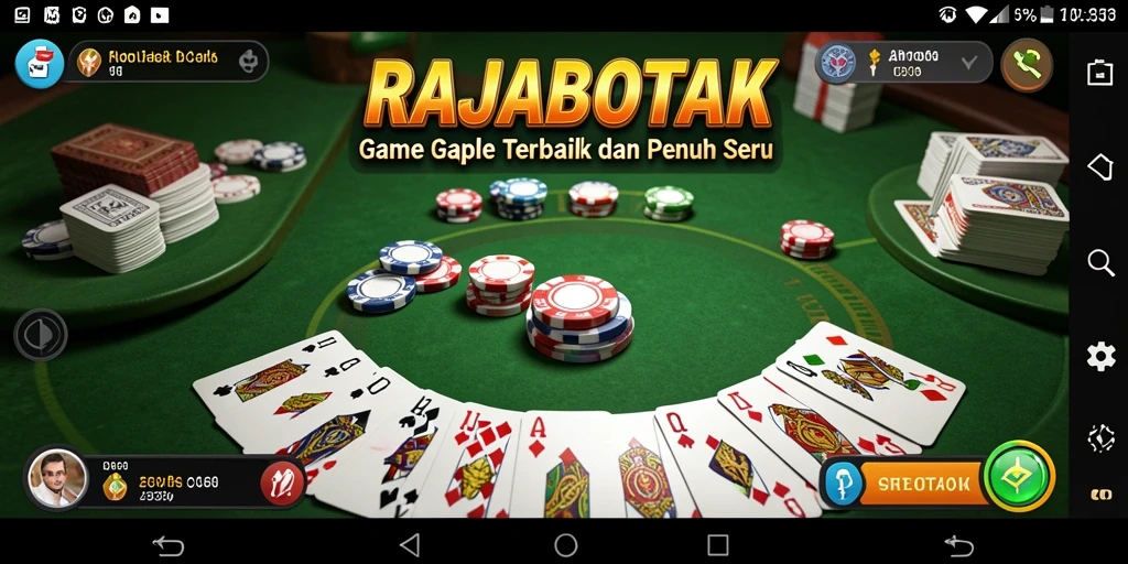 Tampilan gameplay menarik di RAJABOTAK dengan fitur Gaple.