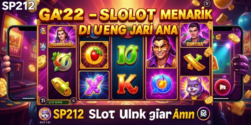Screenshot menunjukkan gameplay SP212 dengan gulungan yang berputar dan efek visual yang menarik.