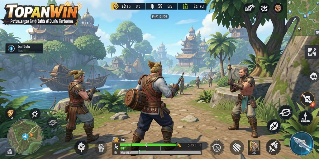Screenshot gameplay TOPANWIN menunjukkan dunia terbuka yang luas dan menakjubkan.